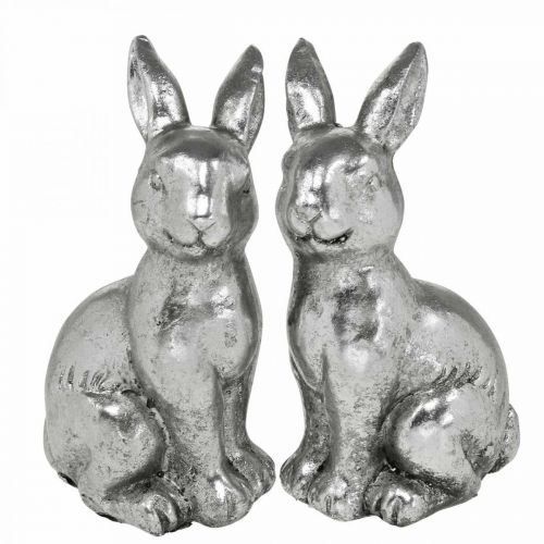 položky Deco králík sedící velikonoční dekorace stříbrná vintage V13cm 2ks