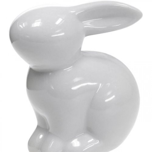 Dekorativní zajíc keramický bílý velikonoční zajíček sedící V8,5cm 4ks