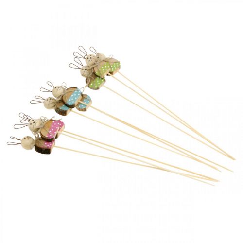 Floristik24 Zajíček květinová zátka dřevěná rezavá dekorace Velikonoční zajíček na špejli 8cm 9 ks