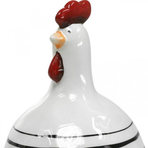položky Dekorativní kuře černobílá pruhovaná keramická figurka Velikonoce H17cm 2ks