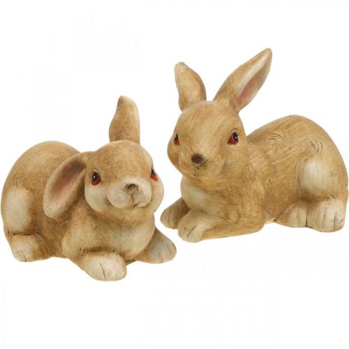 Velikonoční zajíček ležící hnědý keramický králík pár dekorativní figurka 15,5cm 2ks