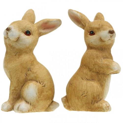 položky Zajíček posezení, keramická dekorace, Velikonoce, pár zajíčků hnědý V15cm sada 2 ks