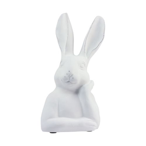 Floristik24 Dekorace králík králík bílý umělý kámen myšlení 18×12,5×30,5cm