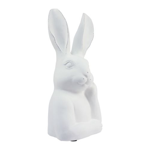 Floristik24 Dekorace králík králík bílý umělý kámen myšlení 18×12,5×30,5cm