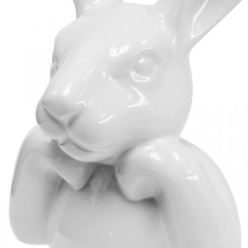 Deco králík keramický bílý, králičí poprsí velikonoční dekorace V17cm 3ks