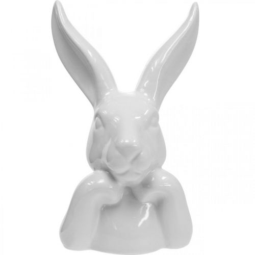 Floristik24 Deco králík keramický bílý, králičí poprsí velikonoční dekorace V17cm 3ks