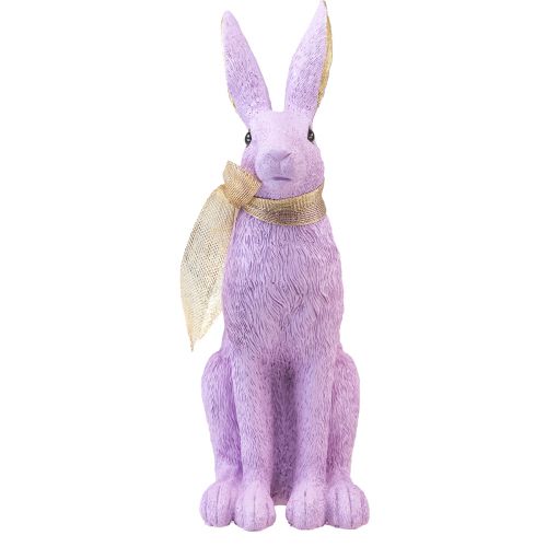 Floristik24 Figurka králíka Velikonoční zajíček dekorativní králík sedící fialové zlato V35cm