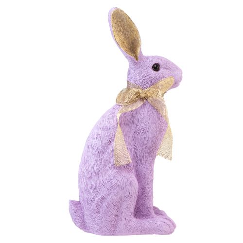 Floristik24 Figurka králíka Velikonoční zajíček dekorativní králík sedící fialové zlato V35cm