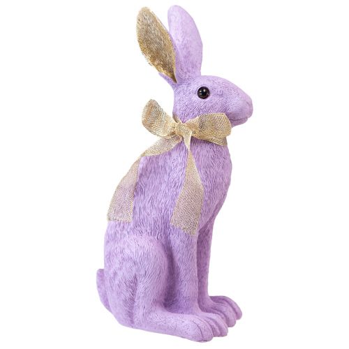 Floristik24 Figurka králíka Velikonoční zajíček dekorativní králík sedící fialové zlato V35cm