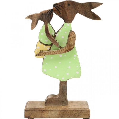 položky Zajíček maminka s dítětem, velikonoční dekorace, jaro, velikonoční zajíček ze dřeva, přírodní, zelený, žlutý V22cm