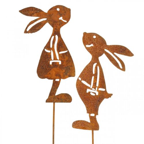položky Zahradní dekorace rez králík dekorativní zátka Easter 8×16cm 2ks (1pár)