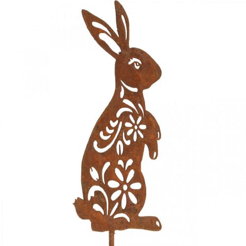 položky Zahradní kůl Rust Bunny květinový vzor Zahradní dekorace Velikonoce 9×15cm