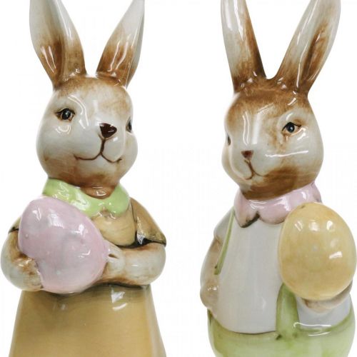 Floristik24 Deco velikonoční zajíčci s vajíčkem, velikonoční dekorace zajíčci, keramika, V24cm 2ks