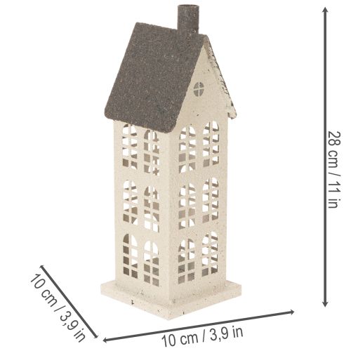 Dekorativní kovový domeček s okny a krbem, 28 cm | Floristik24.cz