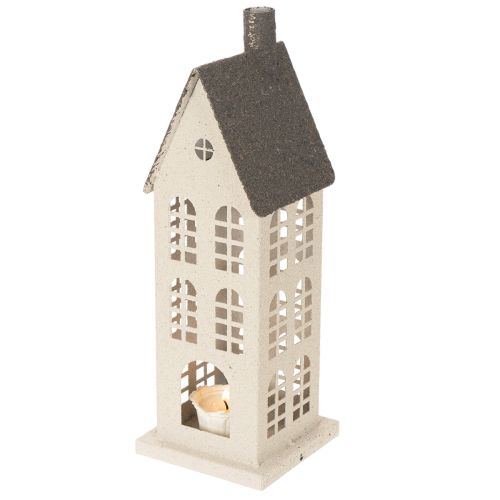 Dekorativní kovový domeček s okny a krbem, 28 cm | Floristik24.cz