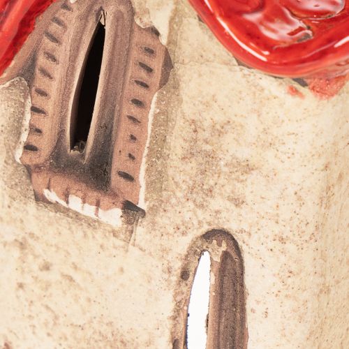 Keramická dekorace na domeček s červenou střechou, svítící domeček, 15 cm, 2 kusy | Floristik24.cz
