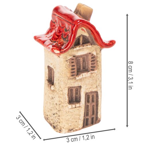 Sada keramických dekorací na domečky Malé domečky s červenou střechou 8 cm 2 ks | Floristik24.cz
