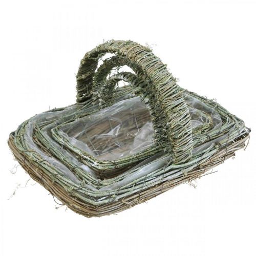 Floristik24 Koš na sázení, květinový koš, větvičky révy Shabby-Chic L42cm / 34cm / 28cm sada 3 ks