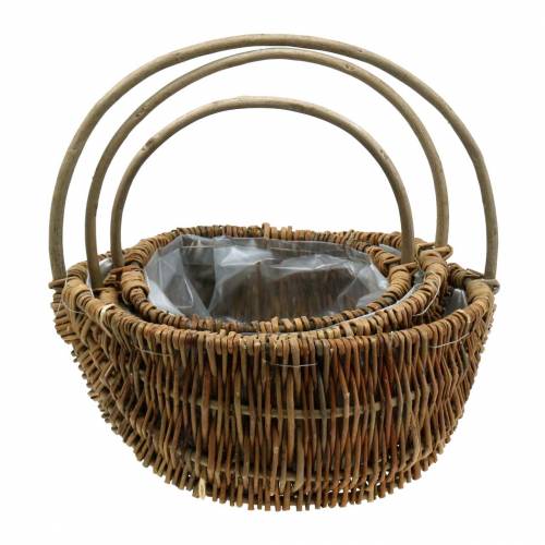 položky Košík s rukojetí kulatý přírodní Ø32/28/22cm sada 3 ks