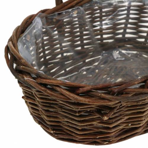 Floristik24 Koš s rukojetí oválné dřevo přírodní 27 × 20 cm V27 cm