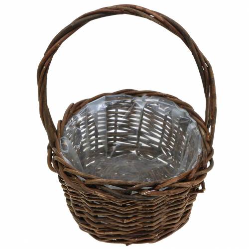Floristik24 Koš s rukojetí oválné dřevo přírodní 27 × 20 cm V27 cm