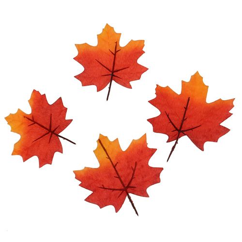 Podzimní dekorace javorový list oranžovočervená 13cm 12ks