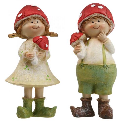 Floristik24 Podzimní dětské dekorativní figurky chlapec a dívka houba děti 2ks