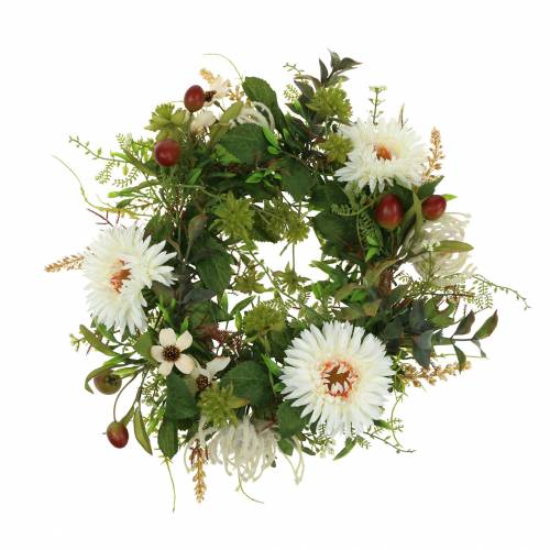 Floristik24 Podzimní věnec chryzantéma bílá Ø30cm