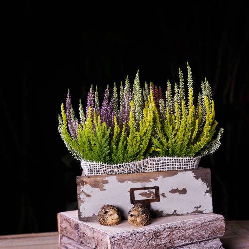 Floristik24 Květináč dřevěná zásuvka starožitná šedá 27cm x 13cm