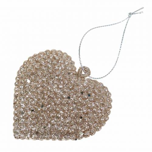 položky Třpytivé srdce na zavěšení šampaňského 6cm x 6,5cm 12 ks