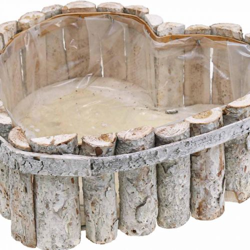 Floristik24 Miska na rostliny, dřevěné květináče, srdce na výsadbu B29/20,5 cm H10/9 cm sada 2 ks