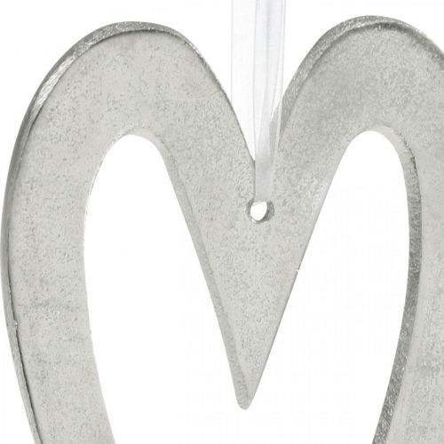 Ozdobné srdce na zavěšení stříbrné hliníkové svatební dekorace 22 × 12cm