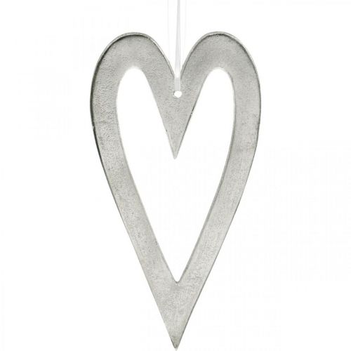 Ozdobné srdce na zavěšení stříbrné hliníkové svatební dekorace 22 × 12cm