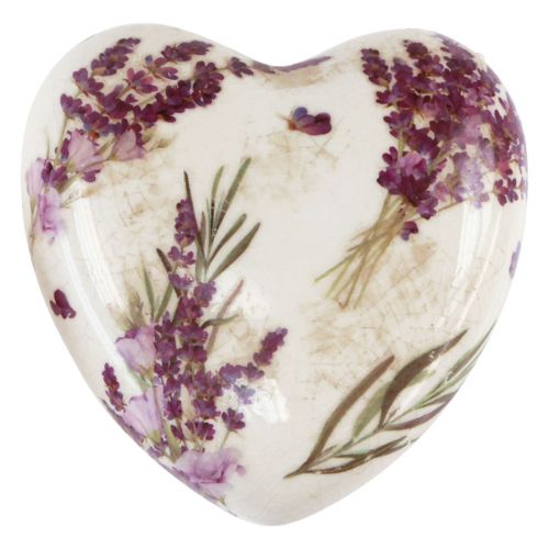 položky Dekorace srdce keramická dekorace levandule vintage kamenina 10,5cm