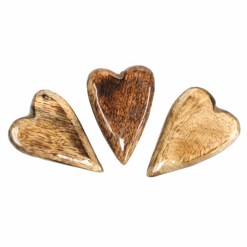 Floristik24 Srdce z mangového dřeva lazurované přírodní 6,2–6,6 cm × 4,2–4,7 cm 16 ks