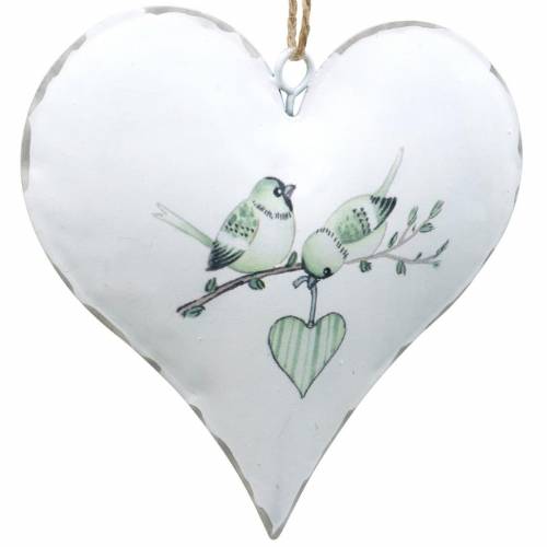 Floristik24 Dekorace věšák srdce s motivem ptáčků, dekorace srdce na Valentýna, kovový přívěsek ve tvaru srdce 4ks