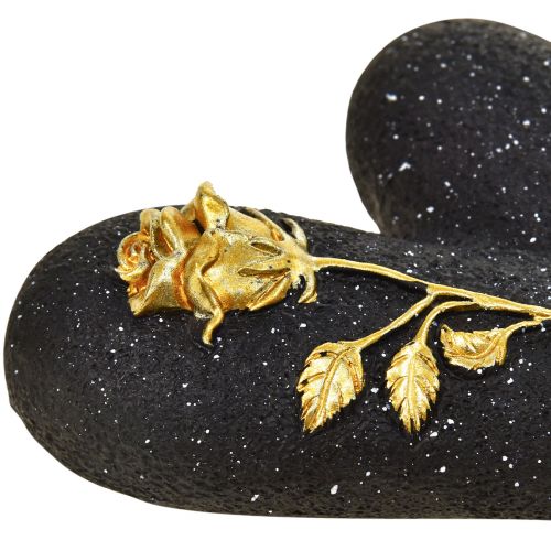 Floristik24 Srdce s ozdobou na hrob z růžového černého zlata 14×10×3cm 2 ks