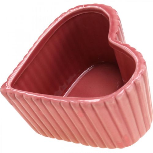 položky Dekorativní srdce keramické bílé, růžové, mini květináč H6cm 3 ks
