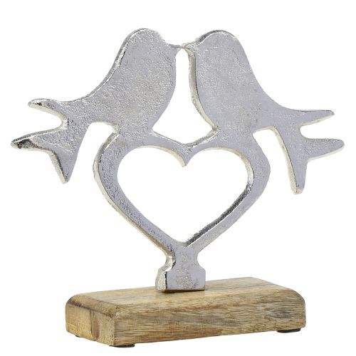 Floristik24 Dekorace srdce na místo s ptačí dekorací svatební 16,5cm × 19,5cm