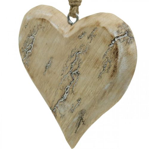 položky Svatební dekorace, přívěsek srdce, Valentýn, dřevěná dekorace se vzorem příroda, praná bílá 14×15,5cm 3ks