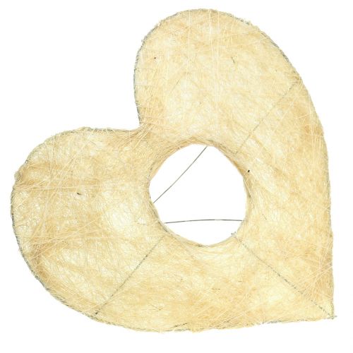 Manžeta srdce sisal bělený 25cm 6ks