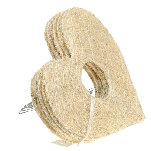 Floristik24 Manžeta srdce sisal bělený 25cm 6ks