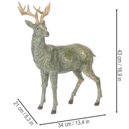 Figurka jelena, dekorativní, stojící, detailní, 43 cm | Floristik24.cz