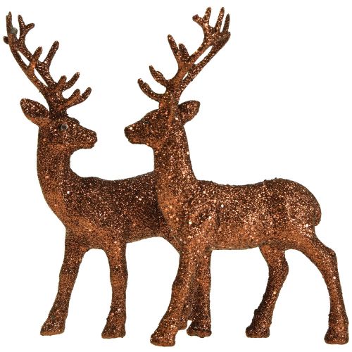 Floristik24 Jelen deko sob měděný třpytivý tele deco figurka H20,5 cm sada 2 ks