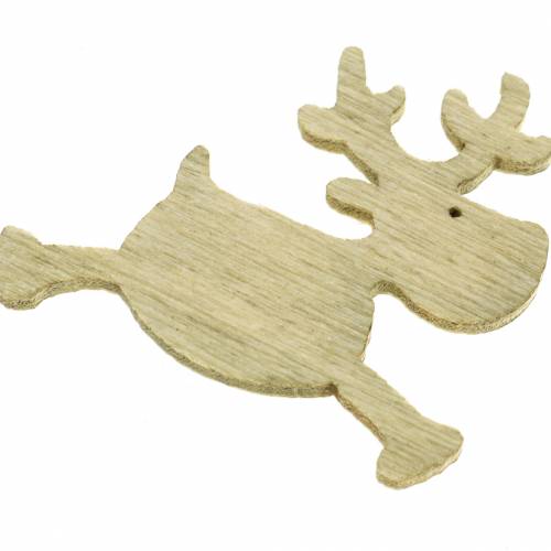 položky Rozptýlený jelen ze dřeva bílá, hnědá, přírodní 4cm 72p