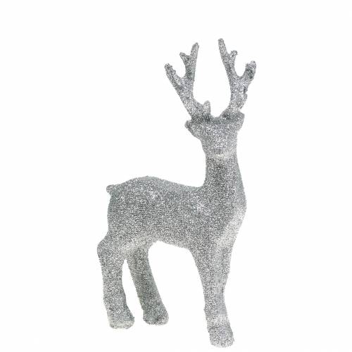 Floristik24 Deco figurka jelena stříbrné třpytky 9cm x 16cm