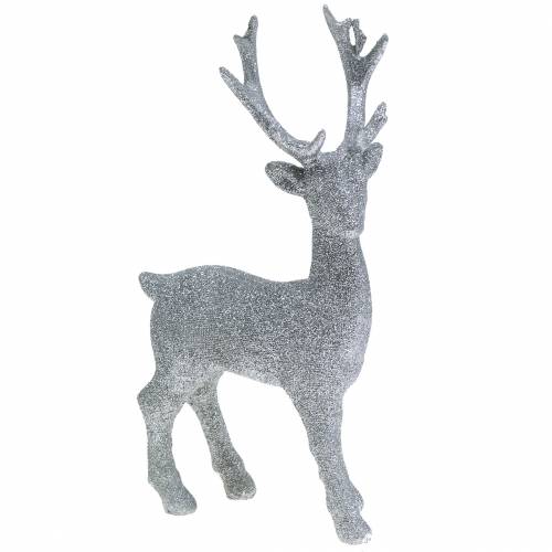 Floristik24 Deco figurka jelena stříbrné třpytky 25cm x 12cm