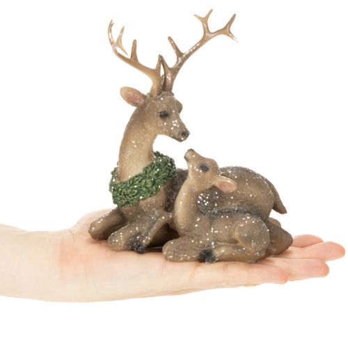Dekorativní figurka jelení rodiny se sněhem jako zimní dekorací, 17 cm | Floristik24.cz