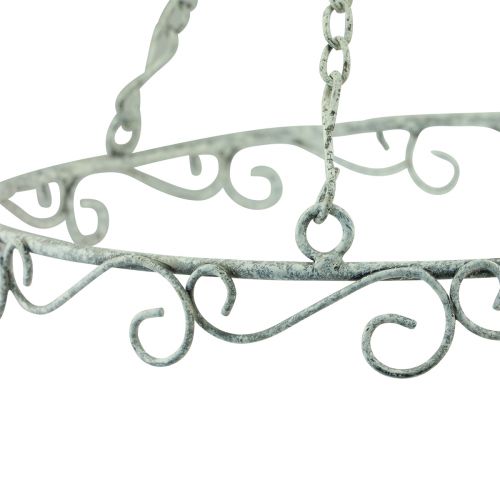 Floristik24 Závěsná dekorace kovový ozdobný prsten bílý shabby chic Ø30cm V30cm
