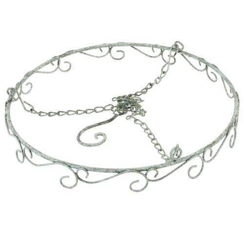 Floristik24 Závěsná dekorace kovový ozdobný prsten bílý shabby chic Ø30cm V30cm